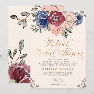 Invitación Floral Bouquet Greenery Cute Virtual Bridal Shower