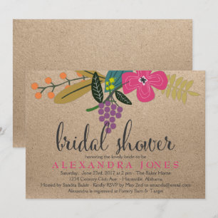 Invitación Floral Bouquet Kraft fondo Brillante Ducha