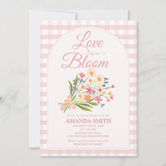 Invitación FLORAL Bouquet Love Is in Bloom Bridal Shower  (Anverso)