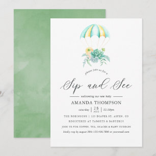Invitación Floral Bouquet Parachute Sip and See