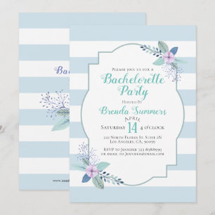 Invitación Floral Bouquet Pastel Stripes Bachelorette Invitac
