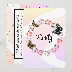 Invitación Floral bouquet romantic serenity butterflies