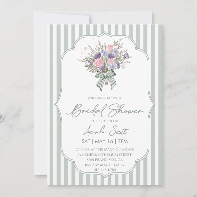 Invitación  Floral Bouquet Spring Bridal Shower (Anverso)