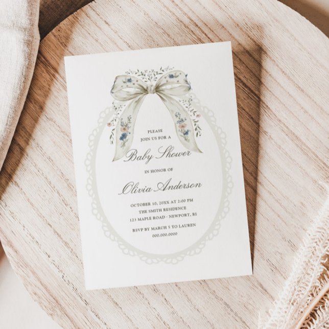 Invitación Floral Bow Cottage Baby Shower (Subido por el creador)