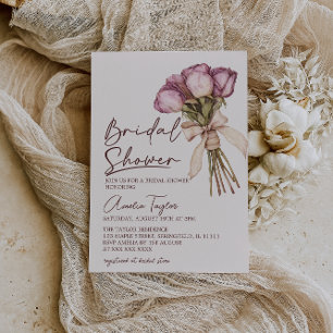 Invitación Floral Bow Elegant Boho Bridal Shower