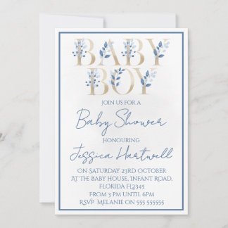 Invitación Floral Boy Baby Shower Invitation