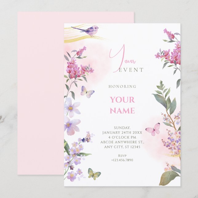 Invitación Floral branch  (Anverso / Reverso)