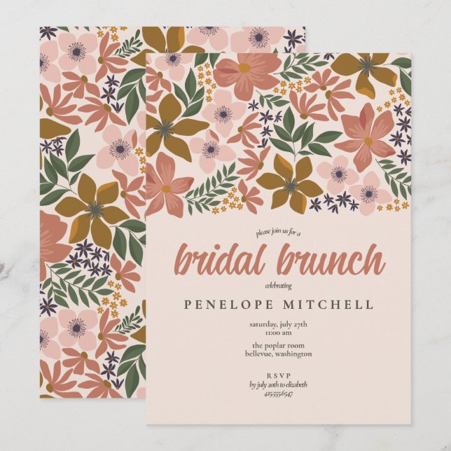 Invitación Floral Bridal Brunch Shower (Anverso / Reverso)