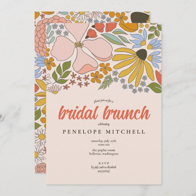 Invitación Floral Bridal Brunch Shower (Anverso / Reverso)