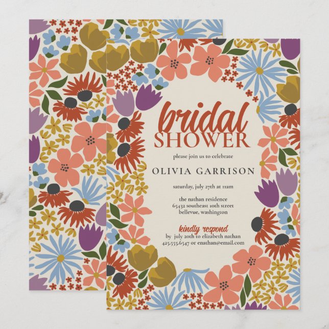 Invitación Floral Bridal Shower (Anverso / Reverso)