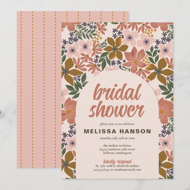 Invitación Floral Bridal Shower (Anverso / Reverso)