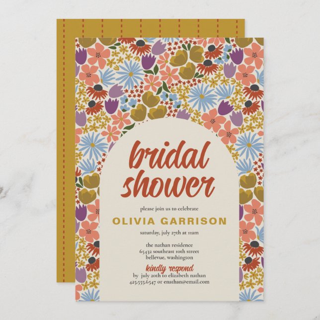 Invitación Floral Bridal Shower (Anverso / Reverso)