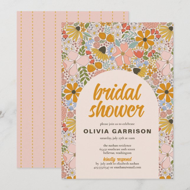 Invitación Floral Bridal Shower (Anverso / Reverso)