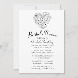 Invitación Floral Bridal Shower Anemones Flores Blancas Negra