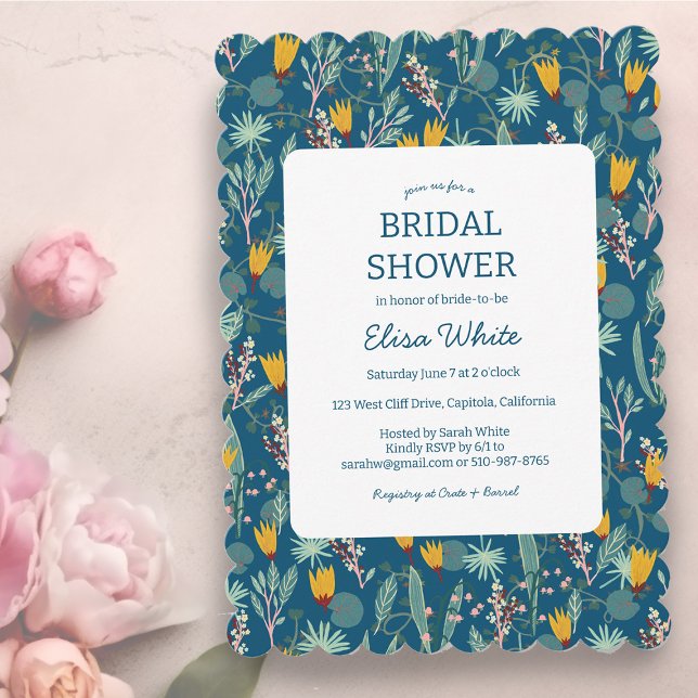 Invitación Floral Bridal Shower Cute Night Garden PERSONALIZA (Floral Bridal Shower Cute Night Garden CUSTOM Invitation
)