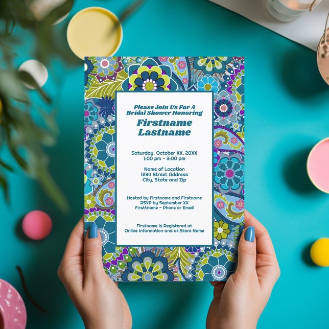 Invitación Floral Bridal Shower o Engagement Party (Funky Floral Bridal Shower Invitation)