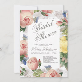 Invitación Floral Bridal Shower Rosas y encaje