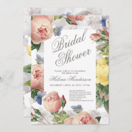 Invitación Floral Bridal Shower Rosas y encaje