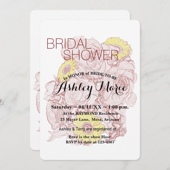 Invitación Floral Bridal Shower Terra Cotta Bouquet (Anverso / Reverso)