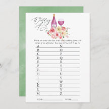 Floral Bridal Shower Wine Tasting A-Z Game