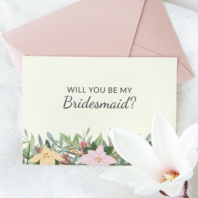 Invitación Floral Bridesmaid Proposal Wedding Card (Subido por el creador)
