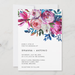 Invitación Floral brillante brillante moderna todo en un Boda