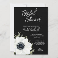 Floral Brillante de Anemones Blancos Negros