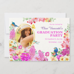 Invitación Floral brunch foto graduación de bebé
