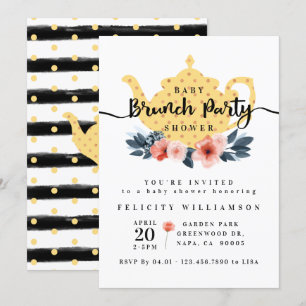 Invitación Floral Bunch Tea Fiesta Yellow Baby Shower