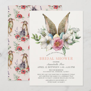 Invitación Floral Bunny Ear Drive-by Bridal Shower