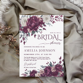 Invitación Floral Burgunam Cream Love in Bloom Bridal Shower