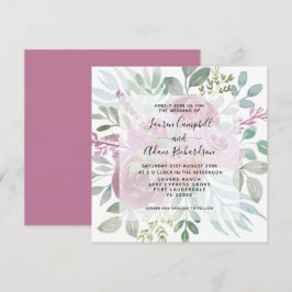 Invitación Floral Burgunday Dusty color de agua rosa Boda