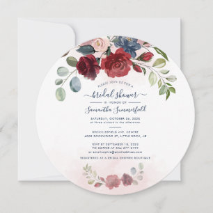 Invitación Floral Burgundy Eucalyptus Greenery Bridal Shower