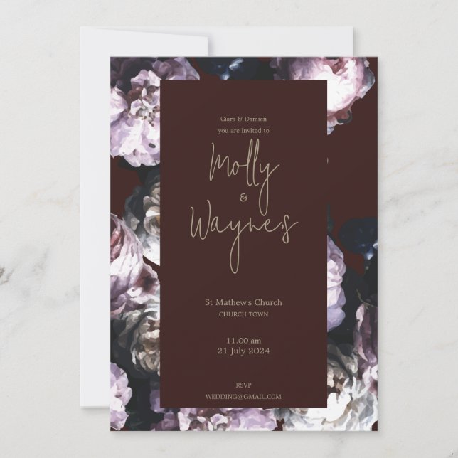 Invitación Floral Burgundy Personalizado (Anverso)