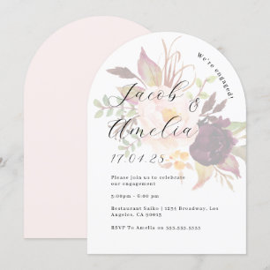 Invitación Floral Burgundy Rubor Arch Engagement Party