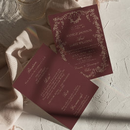 Invitación Floral Burgundy Zapatos de Tacón Alto Old Money pa