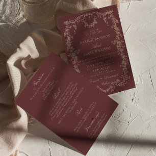 Invitación Floral Burgundy Zapatos de Tacón Alto Old Money pa