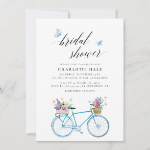 Invitación Floral Butterflies Blue Bridal Shower