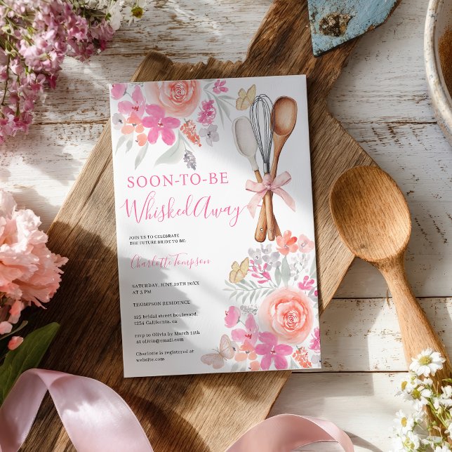 Invitación Floral Butterflies Whisky Away ducha de novia (Floral Butterflies Whisked Away bridal shower Invitation)