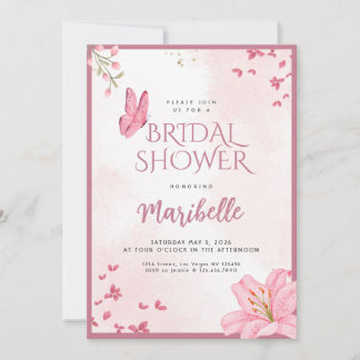 Invitación Floral Butterfly Bridal Shower Invitation