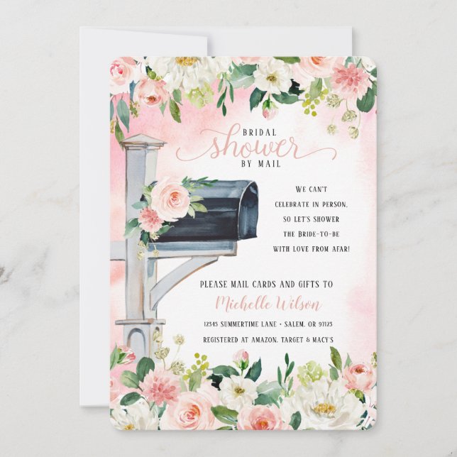 Invitación Floral Buzón De Correo Británico Ducha De Novias P (Anverso)