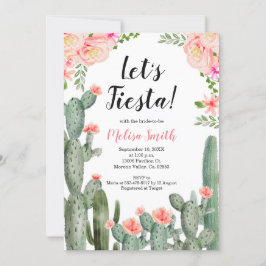 Invitación Floral Cactus Succulent Let's Fiesta Bridal Shower