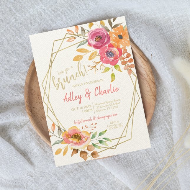 Invitación Floral Caída Acuarela Brunch Boda Ducha (Subido por el creador)
