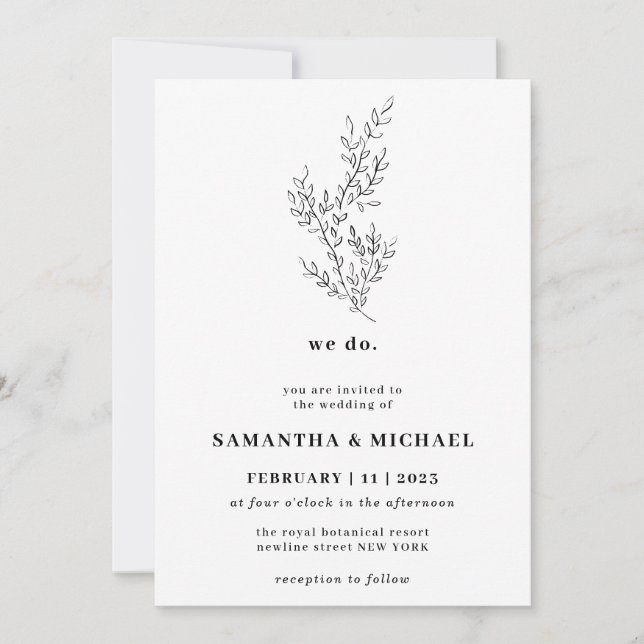 Invitación Floral Caída Boho Clear Indie Botanical we do sí (Anverso)