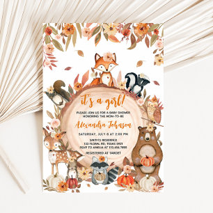 Invitación Floral Caída Calabaza Woodland Baby Shower