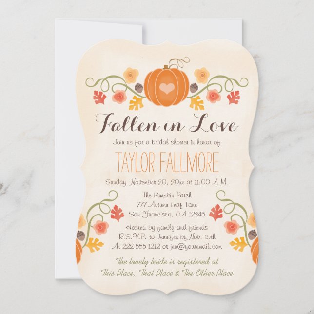 Invitación Floral Calabaza Caída Ducha de Novias (Anverso)