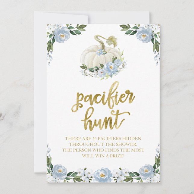 Invitación Floral Calabaza Caída Niño Pacificador Caza Juego  (Anverso)