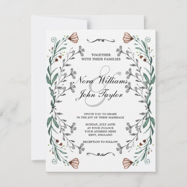 Invitación Floral Card for a wedding (Anverso)