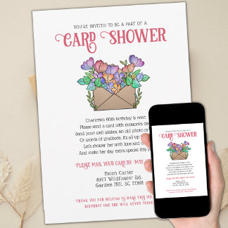 Invitación Floral Card Shower por correo Cumpleaños
