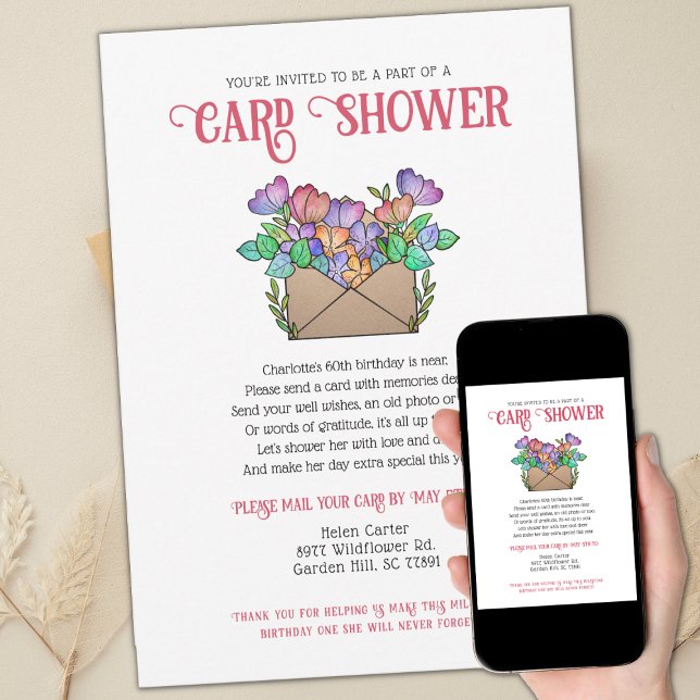 Invitación Floral Card Shower por correo Cumpleaños (Subido por el creador)